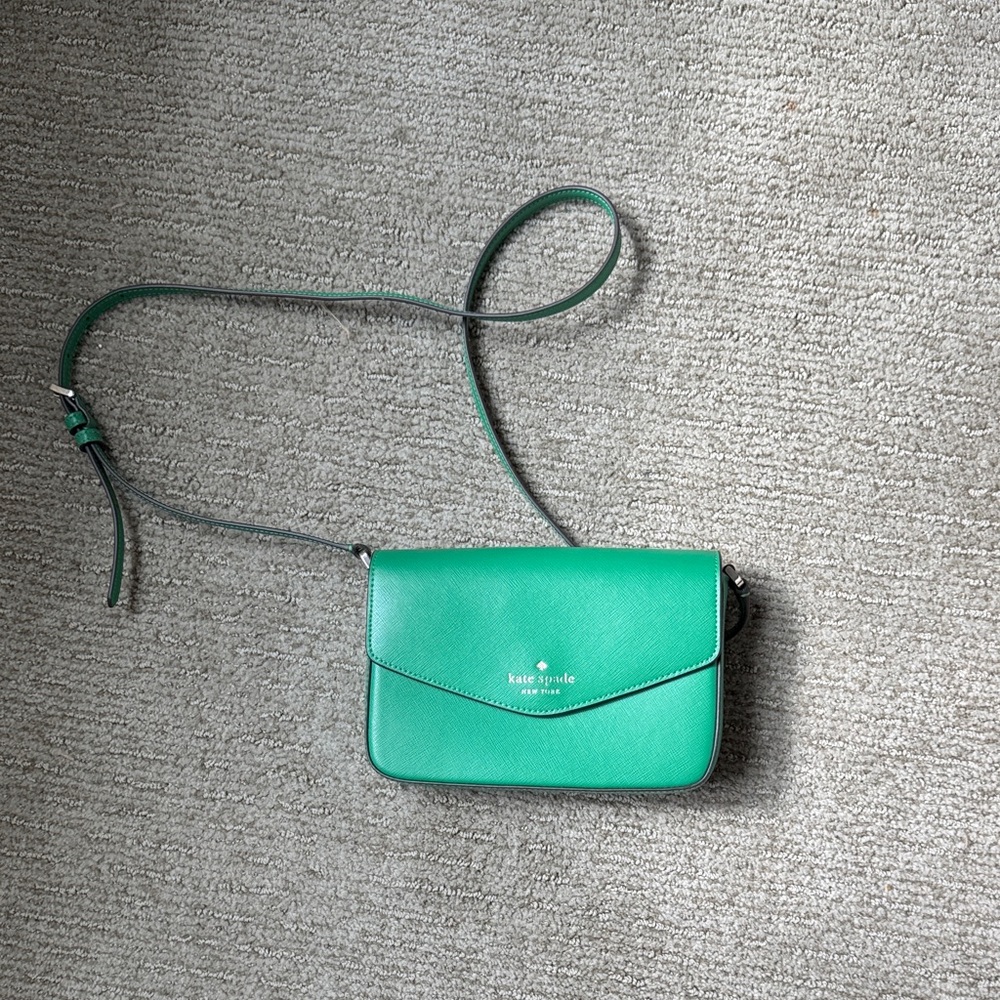 kate spade Green Leather Crossbody with Gold Logo